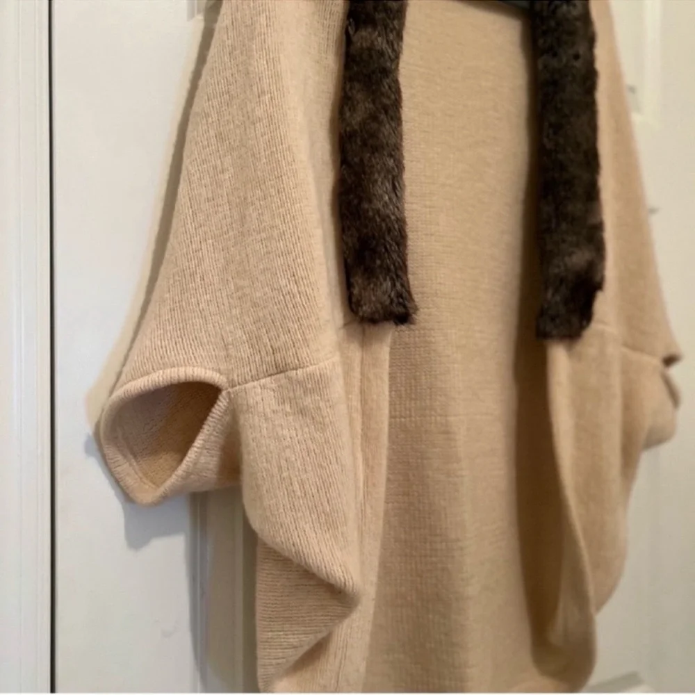 Anthropologie Mad Style 100% Acrylic fur lined open front sweater shrug cardigan